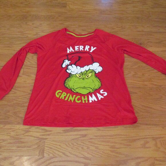 Grinch Who Stole Christmas Merry Grinchmas Large 12-14 Soft Sleep Shirt - Picture 2 of 5